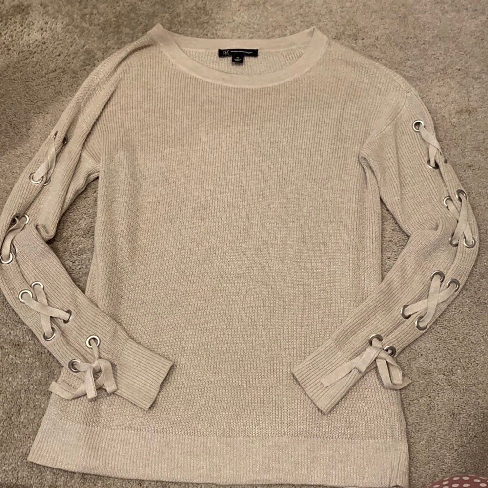 Tan Shimmer Crew Neck Sweater